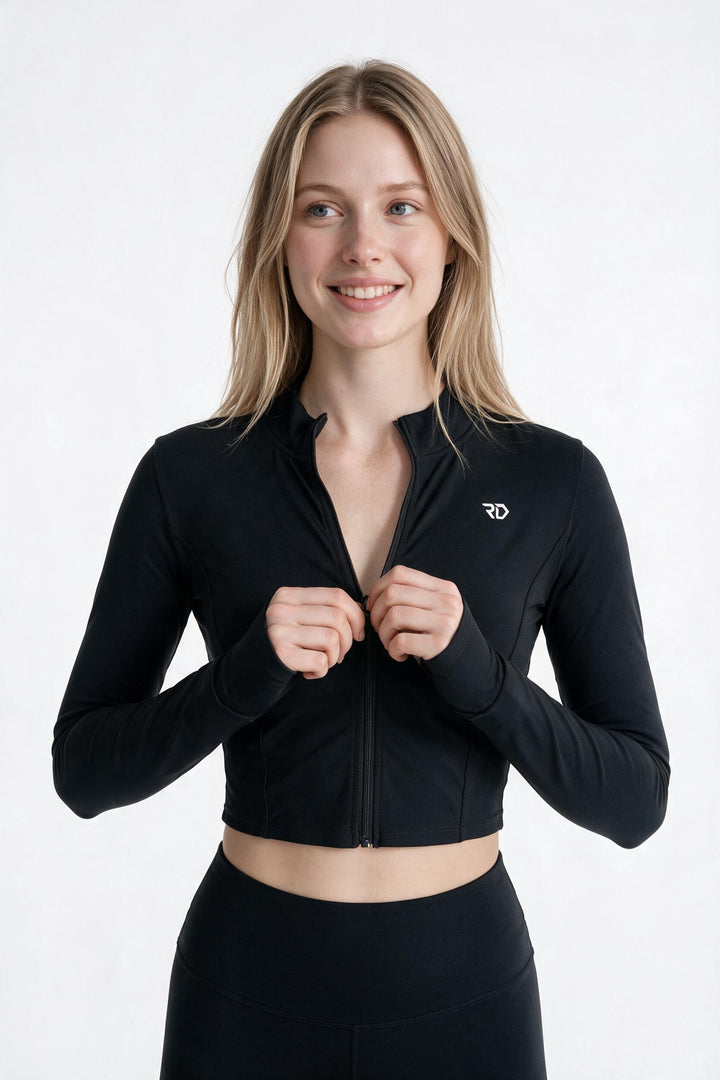 AURA FIT – Giacca Tecnica Donna con Zip Nero