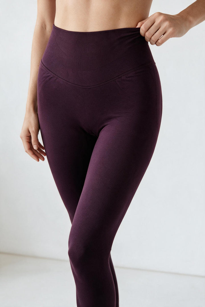 SCULPT SHAPE – Leggings Push Up a Vita Alta Prugna