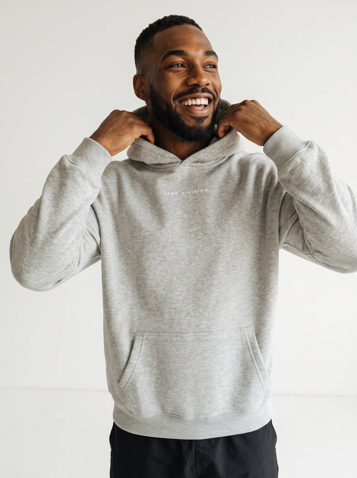 CORE OVERSIZE – Felpa Uomo con Cappuccio Grigio Chiaro