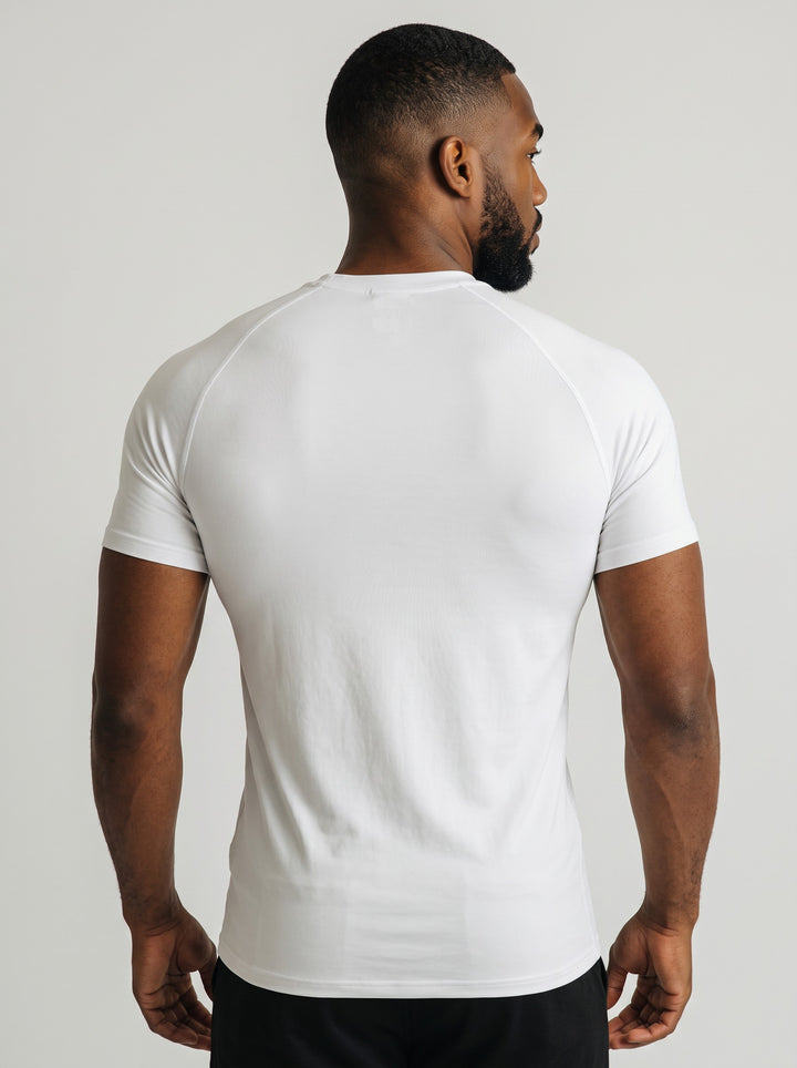 ESSENTIAL PERFORMANCE – T-shirt Compression Palestra Bianco