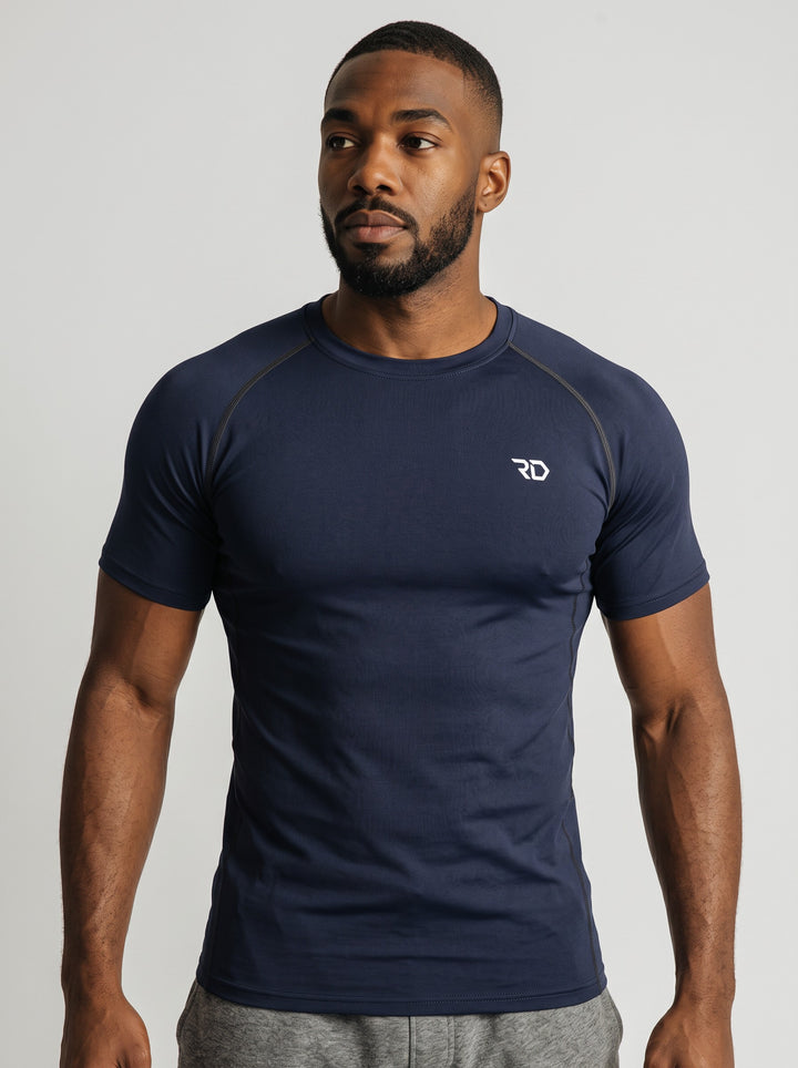 ESSENTIAL PERFORMANCE – T-shirt Compression Palestra Blu Navy