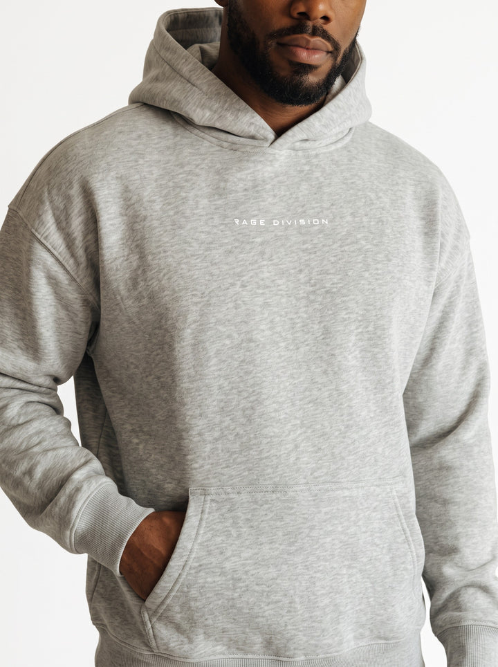CORE OVERSIZE – Felpa Uomo con Cappuccio Grigio Chiaro