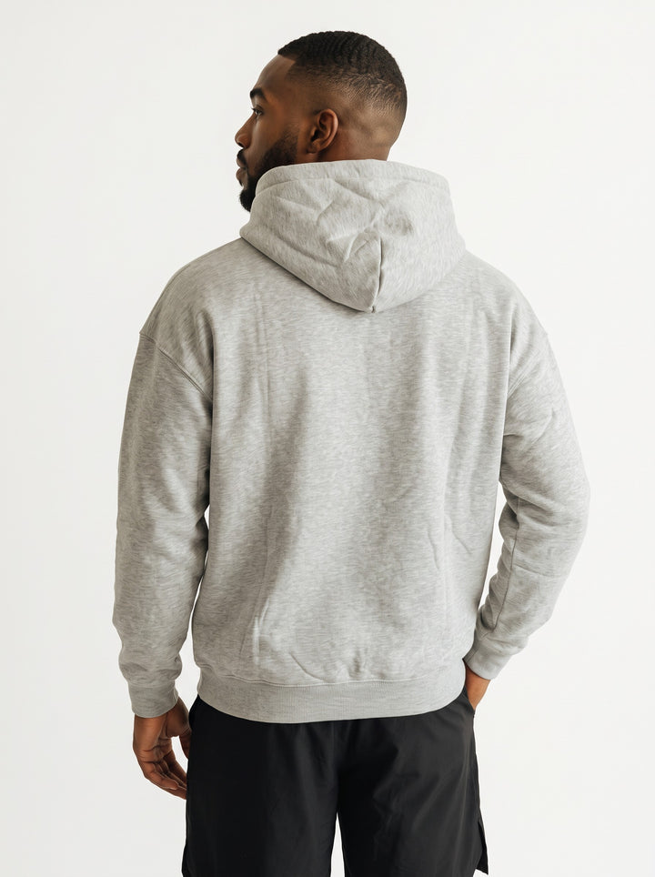 CORE OVERSIZE – Felpa Uomo con Cappuccio Grigio Chiaro