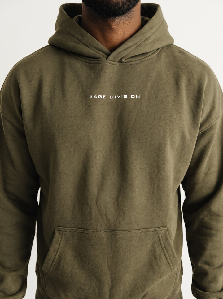 CORE OVERSIZE – Felpa Uomo con Cappuccio Verde Militare