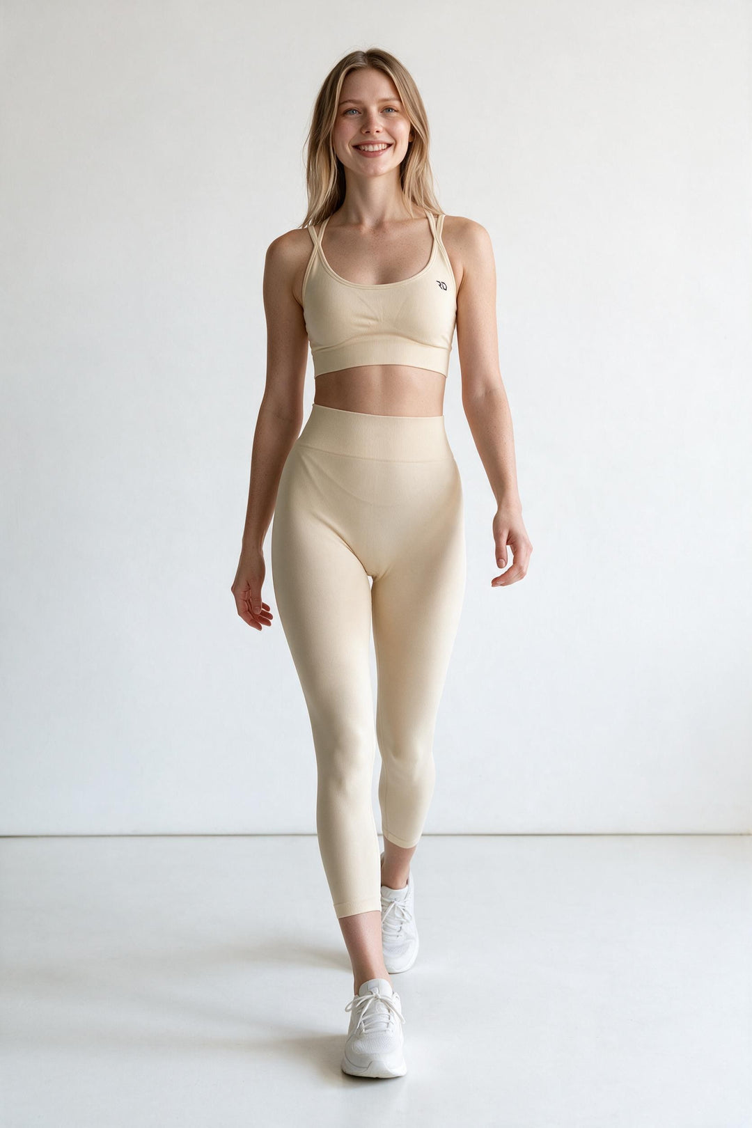 AURA FIT - Leggins Sportivo Low Push Up Beige
